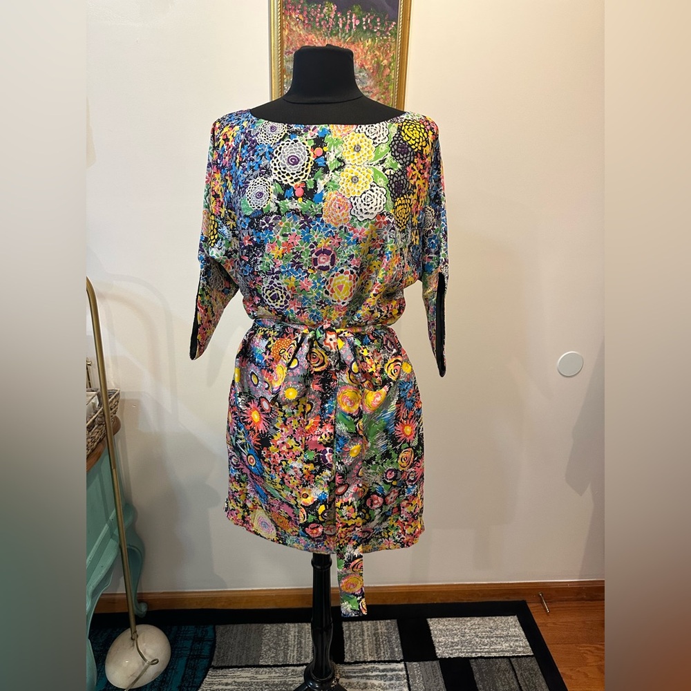 See by Chloe Colorful Floral Midi Dress with 2 Sides pockets Like New
